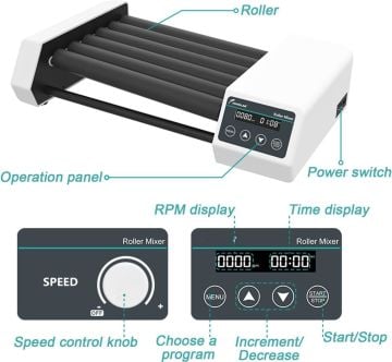 JOANLAB RM-8H Yatay Dönme Hareketli Çalkalayıcı 20... 80 rpm / 14 X 50 mL Santrifüj Tüpü/0.7 kg
