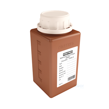 Fıratmed Su Numune Şişesi Amber / Tiyösülfatlı / Etiketli / Güvenlik halkalı kapak / 40 mm ağız çaplı / Steril /  500 mL / 64 Adet