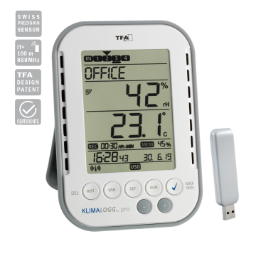 TFA 30.3039.IT 'KLIMALOGG PRO' Termo Higrometre Datalogger USB Arayüzü 50.000 Veri Kaydı / 0... 50 °C / 1... %99 RH