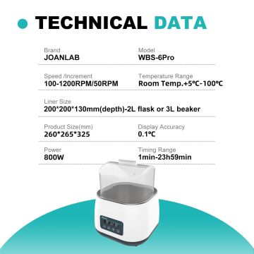 JOANLAB WBS-6S Su Banyosu RT +5... 100 °C / 1200 X 200 X 130 mm