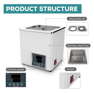 JOANLAB WB100-4 4 Gözlü Su Banyosu RT +5... 99.9 °C / 30 x 30 x 14 cm / 800 W