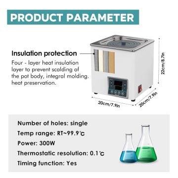 JOANLAB WB100-4 4 Gözlü Su Banyosu RT +5... 99.9 °C / 30 x 30 x 14 cm / 800 W