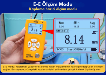 Linshang Technology LS213 Ultrasonik Kalınlık Ölçer 0.8 - 350 mm 1 L Ultrason Jeli ile