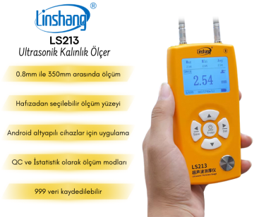 Linshang Technology LS213 Ultrasonik Kalınlık Ölçer 0.8 - 350 mm 1 L Ultrason Jeli ile