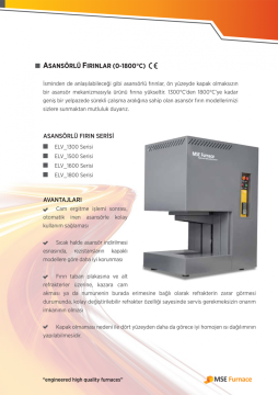 MSE Furnace Elv_1500_ 12 Asansörlü Fırın  12 L/1500 °C