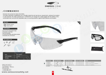 Swissone Safety Commando Güvenlik Gözlüğü (Şeffaf)