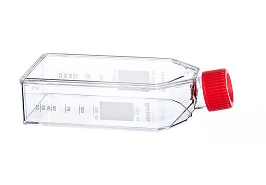 greiner BIO-ONE 658175 Hücre Kültürü Şişesi, 250 ml, 75 cm², PS, Kırmızı Filtre Vida Kapaklı, Şeffaf, CELLSTAR®, TC, Steril 120 Adet / Koli