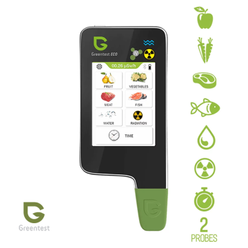 Greentest Eco 6 Et Balık Sebze ve Meyvelerde Nitrat ve Arka Plan Radyasyon ve Sularda Sertlik Ölçer 0 - 9999 mg/kg / 0 - 9,99 µSv/h (999,9 µSv/h) / 0 - 9999 mg/l