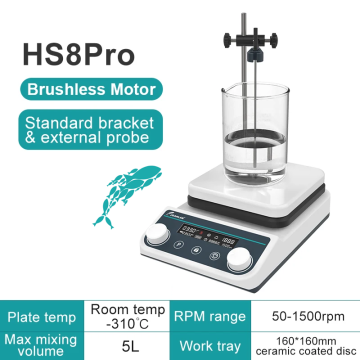 JOANLAB HS8Pro Isıtıcılı Manyetik Karıştırıcı 50... 1500 rpm / 5 L / 310 °C