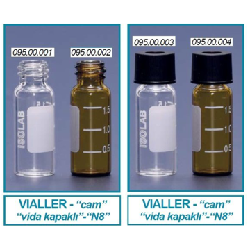 ISOLAB Vial - Vida Kapak - N8 - 1,5 ml - 11,6 x 32 mm - Amber / 100 Adet