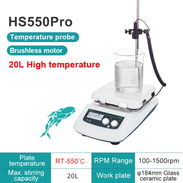 JOANLAB HS550Pro Isıtıcılı Manyetik Karıştırıcı 100... 1500 rpm / 20 L / 550 °C / 1000 W