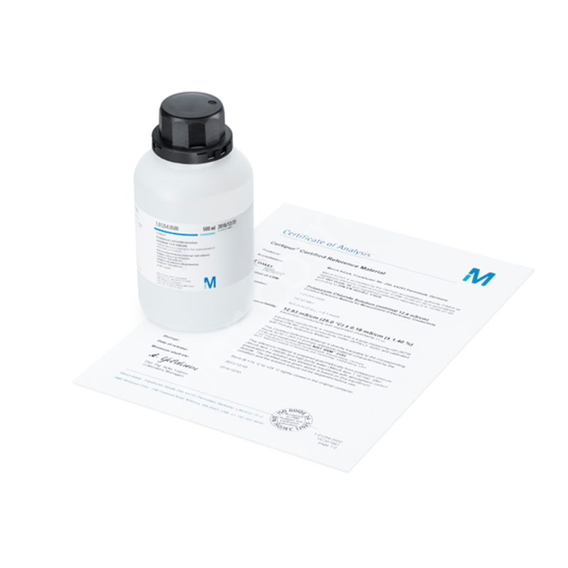 Merck 101254 Potassium Chloride Solution (Nominal 12.8 Ms/Cm)  Certified Reference Material For The Measurement Of Electrolytic Conductivity (C=0.1 Mol/L) Certipur®  500 ml