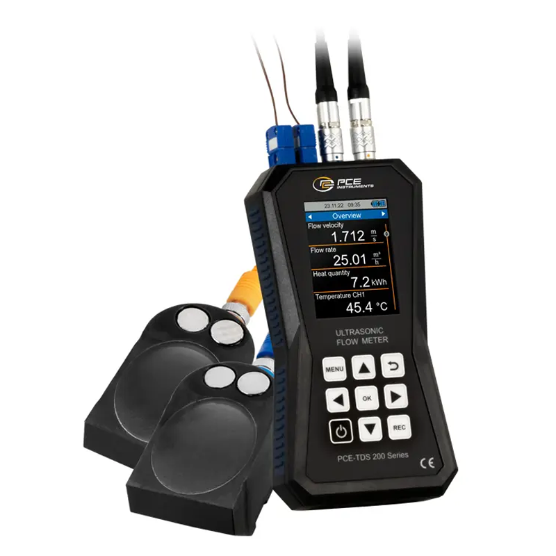PCE TDS 200+ M-ICA Ultrasonik Debimetre ve Sıcaklık Ölçer ISO kalibrasyon Sertifikalı DN 50… 700 / 57... 720 mm / ±32 m/s