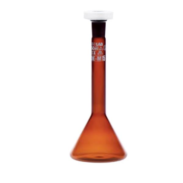 ISOLAB Balon Joje - Trapezoidal - Amber - A Kalite - Grup Sertifikalı - Beyaz Skala - 5 ml - NS 7/16