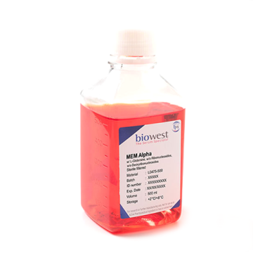 biowest L0475 MEM Alpha w/ L-Glutamine w/o Ribonucleosides w/o D eoxyribonucleosides 500 mL