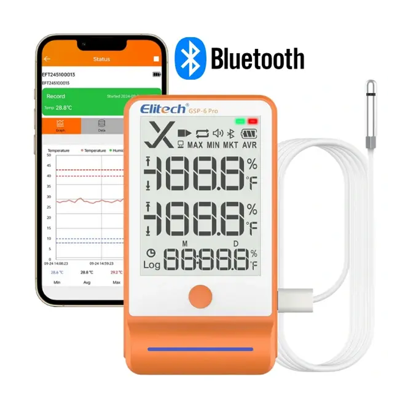 Elitech GSP-6 Pro Kablolu Sıcaklık ve Nem Veri Kaydedici Datalogger -40... +85 °C / 0%... 100% RH / 100.000 Veri