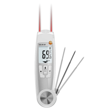 Testo 104 IR BT Smart Saplama Tip ve IR Termometre HACCP  IP65 Katlanabilir Infrared: -30… +250 °C Prob: -50… +250 °C