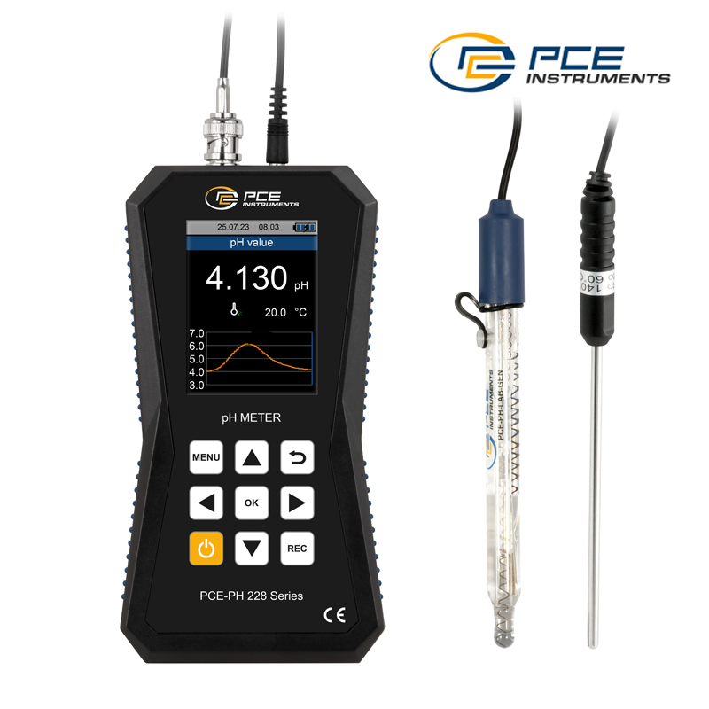 PCE PH 228LAB-GEN Portatif pH Metre -2… +20 pH Cam Elektrot ile GLP Veri Yönetimi Türkçe Menü Dili