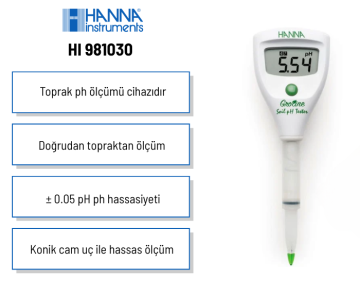 HANNA HI 981030 groline Toprak pH Metresi  0.0... 14.0 pH
