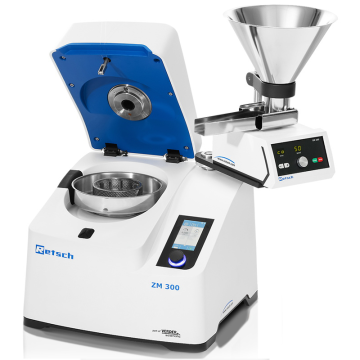 Retsch ZM 300 Ultra Santrifüj Değirmen  Besleme Malzemesi: Yumuşak, Orta Sert, Kırılgan, Lifli Malzeme Giriş Büyüklüğü: < 10 mm Çıkış Büyüklüğü: < 40 Um