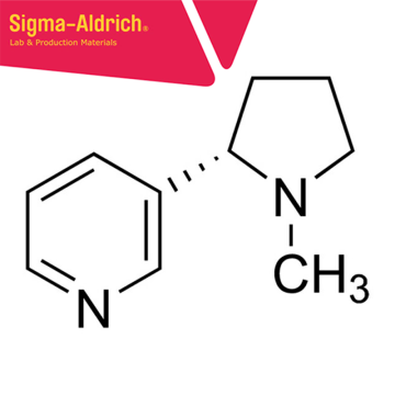Merck 820877 (-)-Nicotine for synthesis. CAS Number: 54-11-5, pH 10.2 (8.1 g/l, H₂O, 20 °C). 100 gr