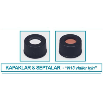 ISOLAB Kapak + Septa - Silikon / PTFE - Yarıksız - N13 Vidalı Vial İçin