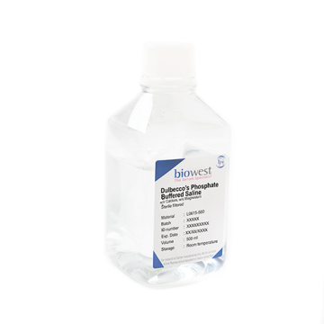 biowest L0615 Dulbecco's Phosphate Buffered Saline w/o Calcium w /o Magnesium 500 mL