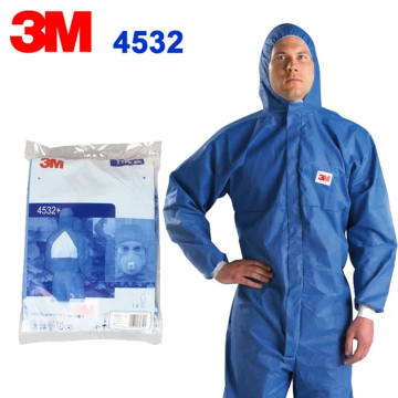 3M™ 4532+ Koruyucu Tulum XL Mavi, Artırılmış Yağ ve Alkol Performansı, Kuru Partiküllere, Belirli Sınırlı Sıvı Kimyasal Sıçramalarına Karşı (Tip 5 ve 6)
