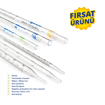 TARSON 940010 Serolojik Pipet Steril (Tek Tek Steril) PS 1 mL 500 Adet / Paket