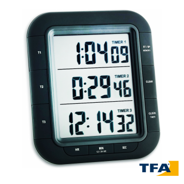 TFA 38.2023 “TRIPLE TIME XL” Eş Zamanlı 3'lü Geri Sayıcı 19 saat 59 dakik, 59 saniye
