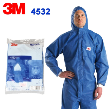 3M™ 4532+ Koruyucu Tulum 4XL Mavi, Artırılmış Yağ ve Alkol Performansı, Kuru Partiküllere, Belirli Sınırlı Sıvı Kimyasal Sıçramalarına Karşı (Tip 5 ve 6)