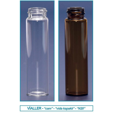 ISOLAB Vial - Vida Kapak - N20 - 22 ml - 22,7 x 86 mm - Şeffaf