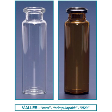 ISOLAB Vial - Crimp Kapak - N20 - 22,5 x 75,5 mm - 20 ml - Amber