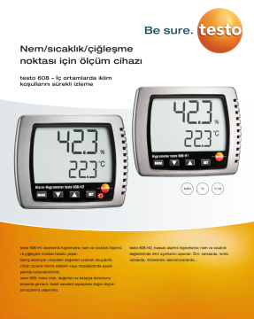 Testo 608-H1 Sıcaklık ve Nem Ölçer  0... +50 °C / 10... 95% RH