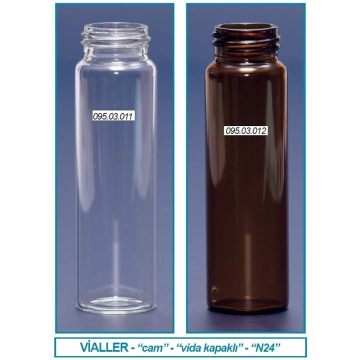 ISOLAB Vial - Vida Kapak - N24 - 27,5 x 95 mm - 40 ml - Şeffaf