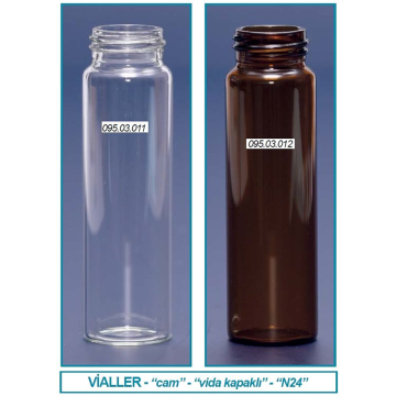 ISOLAB Vial - Vida Kapak - N24 - 27,5 x 95 mm - 40 ml - Amber