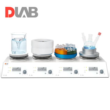 DLAB MS-H280-S4 4 Bölmeli Dijital Isıtıcılı Manyetik Karıştırıcı LCD 200... 1500 rpm / 25... 280 °C / 4 x 3 L