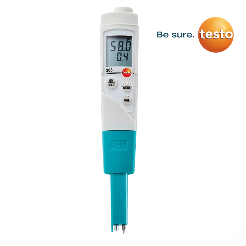 Testo 206 pH1 pH ve Sıcaklık Ölçer IP68 0… 14 pH / 0,01 pH | 0… +60 °C / 0,1 °C