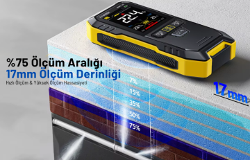 FNIRSI WMT-10 Manyetik Sensörlü Ahşap ve Yapı Malzemesi Nem Ölçer Alçı Duvar: %0... %25, Tuğla Duvar: %0... %43, Yumuşak Ağaç: %0... %75, Sert Ağaç: %0... %75