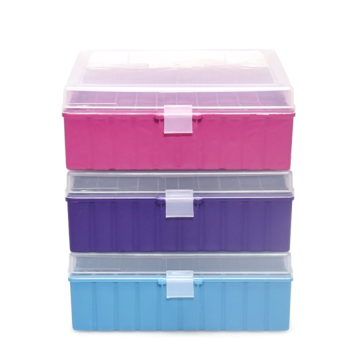 ISOLAB Tüp Kutusu - P.P - 100 Delikli - Menteşeli - Mavi - Ø11.6 mm tüpler için