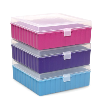 ISOLAB Tüp Kutusu - P.P - 100 Delikli - Menteşeli - Mor