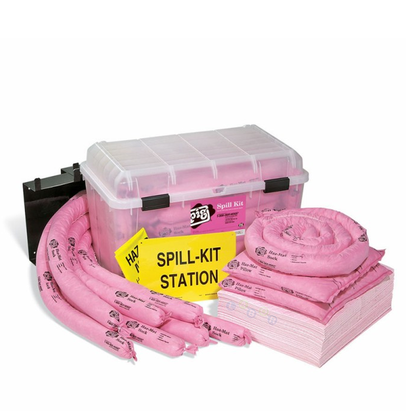 New Pig®  Haz-Mat Kıt385 Tehlikeli Kimyasal Dökülme Kiti See-Thru Wall-Mount Chest