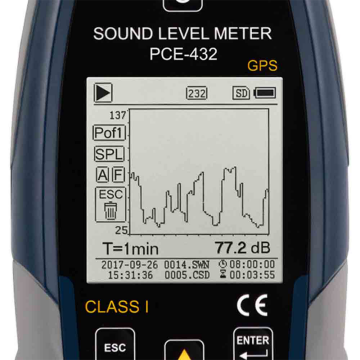 PCE 432 Gürültü Ölçüm Cihazı Entegre GPS Fonksiyonu Class 1 22... 136 dB