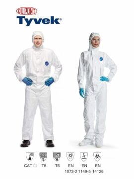 DuPont™ Tyvek® 500 Xpert L Başlıklı Kimyasal Koruyucu Tulum Kategori III, Tip 5-B, 6-B