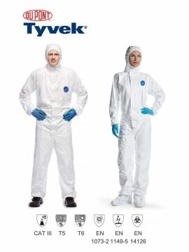 DuPont™ Tyvek® 500 Xpert XXL Başlıklı Kimyasal Koruyucu Tulum Kategori III, Tip 5-B, 6-B