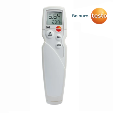 Testo 205 SET Kıvamlı ve Yarı Katı Maddeler için pH ve Sıcaklık Ölçer 0… 14 pH / 0,01 pH | 0… +60 °C / 0,1 °C