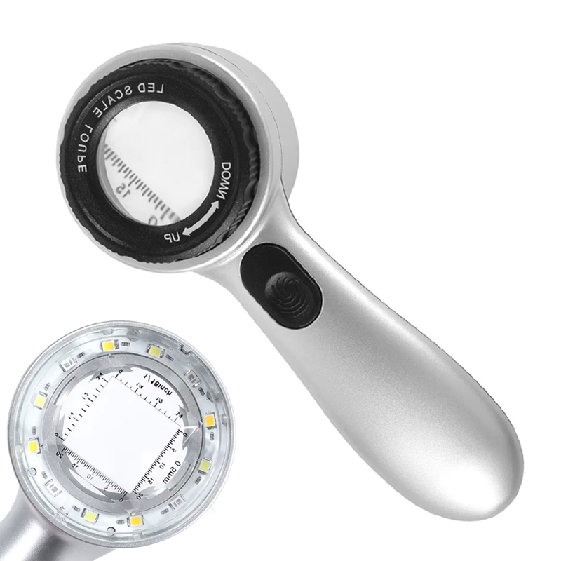 8690 Büyüteç Skalalı Işıklı 30X Şarj Edilebilir 4 Renkli 12 LED Aydınlatmalı