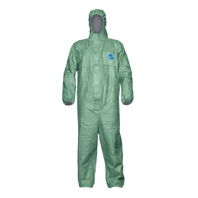 DuPont™ Tyvek® 500 Xpert L Yeşil Başlıklı Kimyasal Koruyucu Tulum Kategori III, Tip 5-B, 6-B