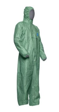 DuPont™ Tyvek® 500 Xpert L Yeşil Başlıklı Kimyasal Koruyucu Tulum Kategori III, Tip 5-B, 6-B
