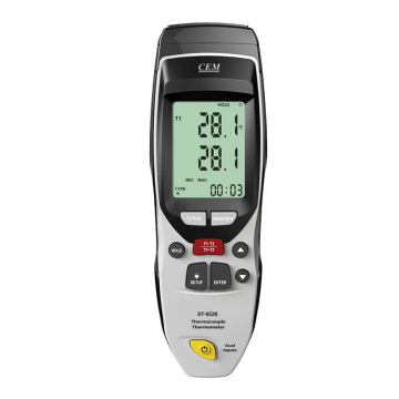 CEM DT-852B 2 Çift Girişli Termokupl Termometre (Tip K ve J) Tip K Tipi Termokupl Prob ile K: -250... +1372 °C Tip J: -200... +1000 °C